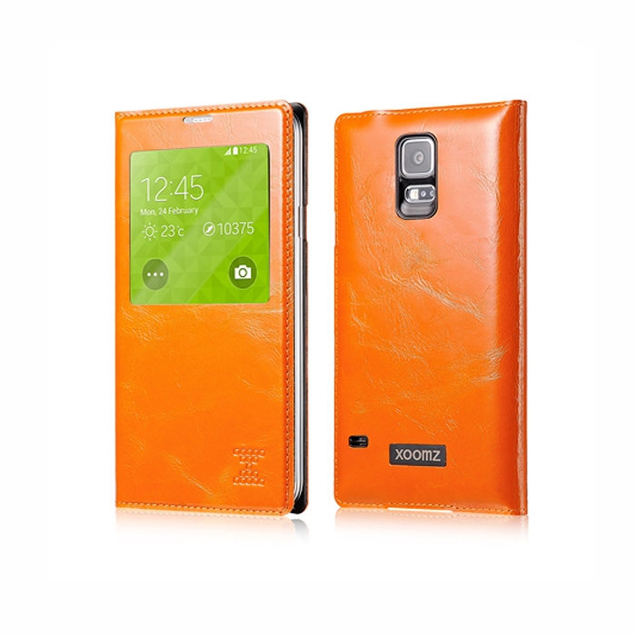 Чехол Xoomz для Samsung Galaxy S5 Original Oil Wax Leather Orange (side-open)