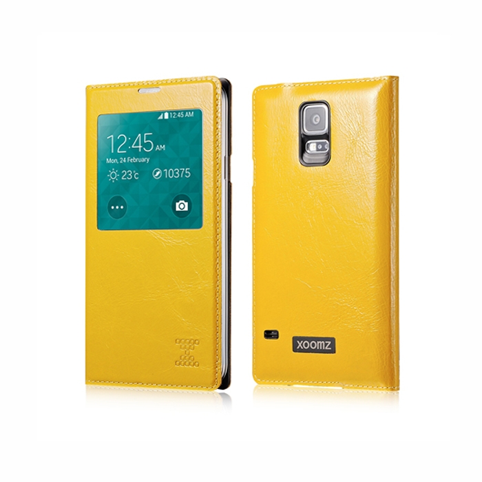 Чехол Xoomz для Samsung Galaxy S5 Original Oil Wax Leather Yellow (side-open)