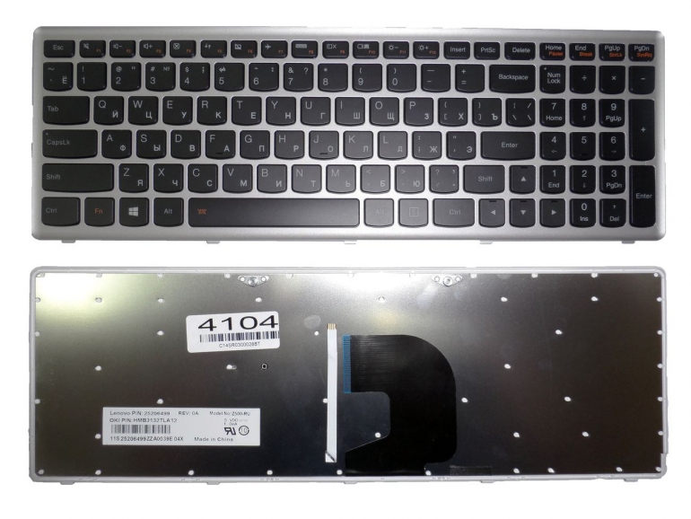 Клавиатура Lenovo IdeaPad Z500 Z500A Z500G Z500T P500 P500A черная/серая Подсветка