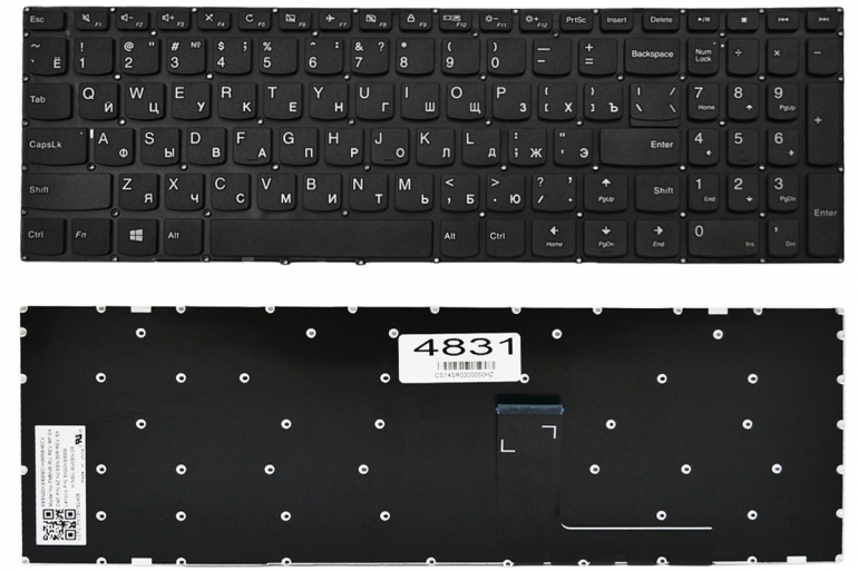Оригінальна клавіатура Lenovo IdeaPad 310-15ABR 310-15IAP 310-15IKB 310-15ISK 510-15IKB 510-15ISK чорна без рамки Прямий Enter