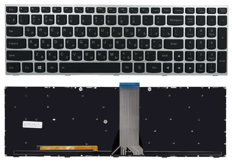 Клавиатура Lenovo IdeaPad G50-30 G50-45 G50-70 Z50-70 B50-30 B50-45 E51-80 Z51-70 G70-80 500-15ACZ 500-15ISK черная/серая подсветка
