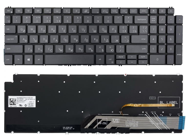 Оригинальная клавиатура Dell Inspiron 15 7591 5584 7590 7791 графит без рамки Прямой Enter подсветка