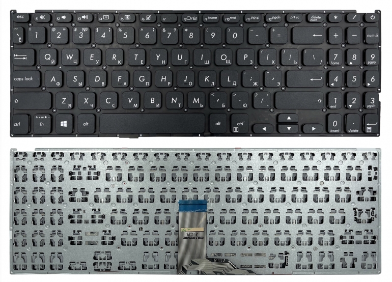 Клавиатура Asus Vivobook X512D X512F X512J X512U F512D V5000D V5000J FL8700F Y5000F Y5200F черная без рамки Прямой Enter Rev 1
