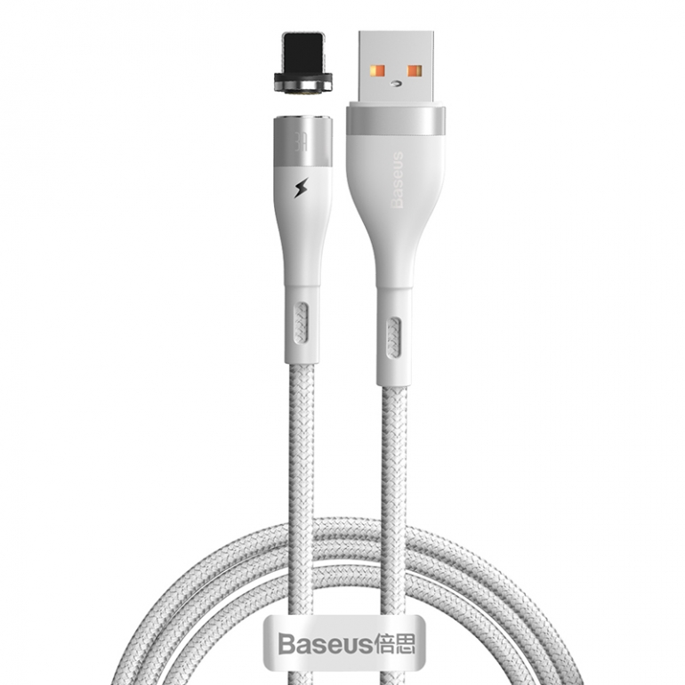 Кабель Baseus Zinc Magnetic USB 2.0 to Lightning 2.4A 1M Білий