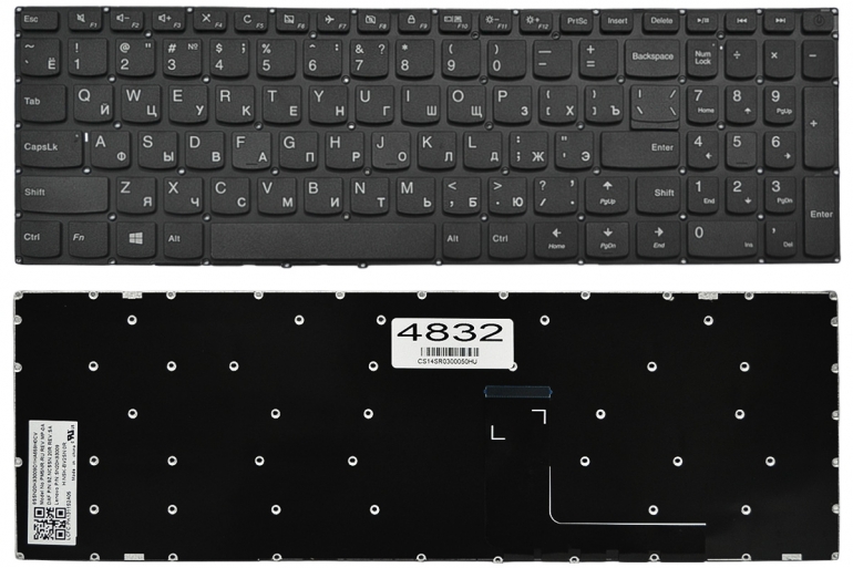Оригінальна клавіатура Lenovo IdeaPad 110-15IBR 110-15ACL Yoga 310-15ISK 310-15ABR 510-15ISK 510-15IKB PWR чорна без рамки Прямий Enter