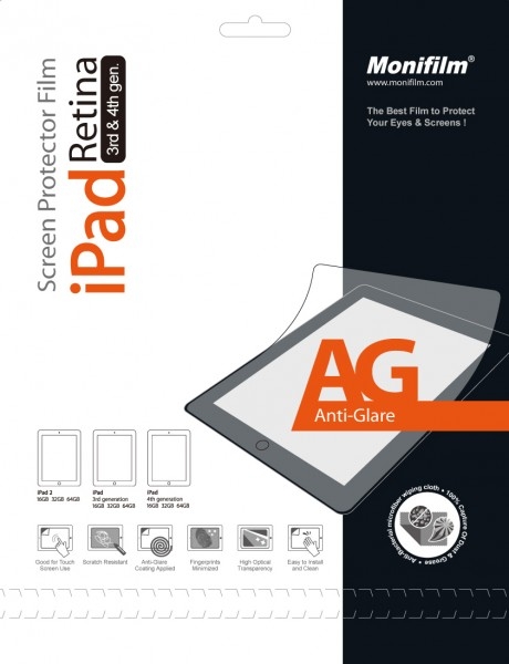 Защитная пленка Monifilm для iPad 2, New iPad 3, iPad 4, AG - матовая