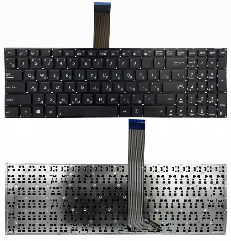 Клавіатура Asus A55N A56 K56 S56 S550 S550C S550V S550X K555L X555Y X553M K553M F553M S500C V500C VM510L чорна без рамки Прямий Enter