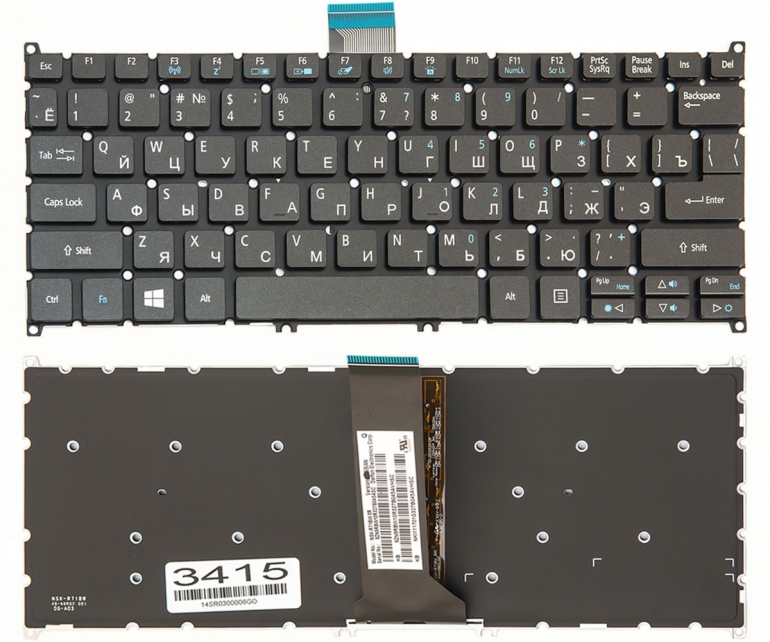 Клавіатура Acer Aspire V5-122P V5-132P чорна без рамки Прямий Enter підсвітка