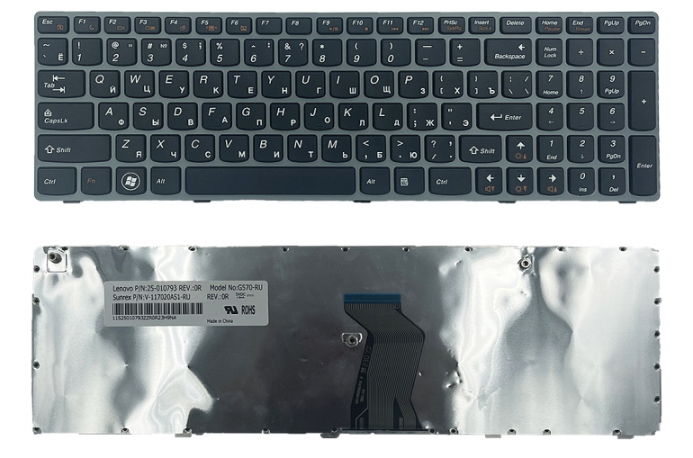 Оригинальная клавиатура Lenovo IdeaPad G570 Z560 Z560A Z565A B580 B590 черная/серая