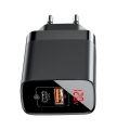 Мережевий зарядний пристрій Baseus Mirror Lake Digital Display, 2 порта, USB + Type-C Чорний