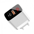 Сетевое зарядное устройство Baseus Mirror Lake Digital Display, 2 порта, USB + Type-C Белый