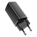 Мережевий зарядний пристрій Baseus GaN2 Lite 2 порти, USB + Type-C 65W Чорний