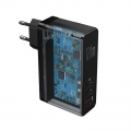 Мережевий зарядний пристрій Baseus GaN Mini 3 порта, USB + Type-C*2 120W + кабель 100W(20V/5A) 1M Чорний