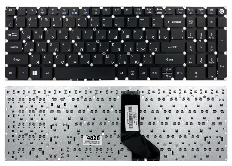 Клавиатура Acer Aspire E5-523 E5-553 E5-573 E5-722 E5-752 E5-773 F5-521 ES1-533 V5-591G черная без рамки Прямой Enter PWR