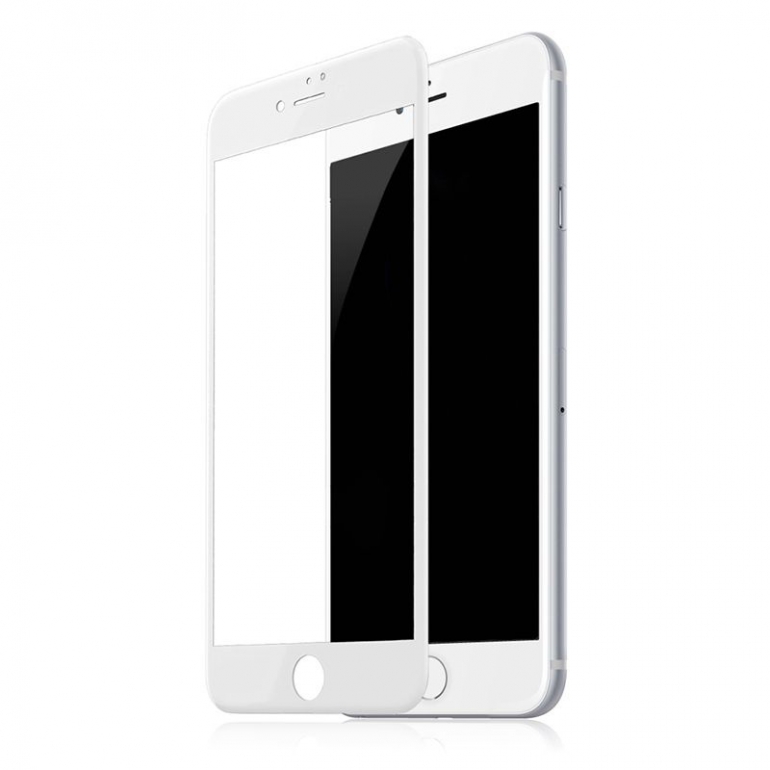 Защитное cтекло Buff для iPhone 7 Plus, iPhone 8 Plus, 4D, 0.3mm, 9H, белое