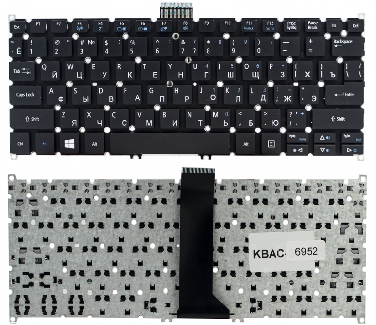 Клавиатура для ноутбука Acer Aspire E3-111 E3-112 V5-121 V5-122 V5-122P V5-131 V5-171 черная без рамки прямой Enter