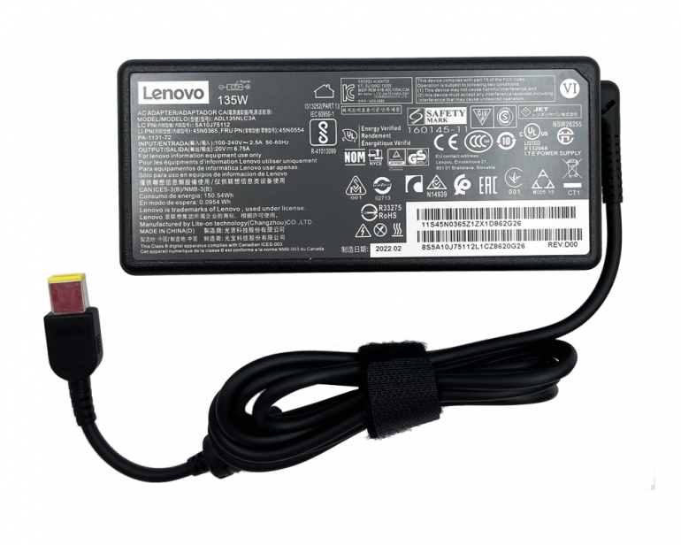 Оригинальный блок питания Lenovo 20V 6.75A 135W USB Square pin Slim