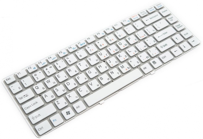 Клавиатура Sony VGN-NW Series белая без рамки Прямой Enter