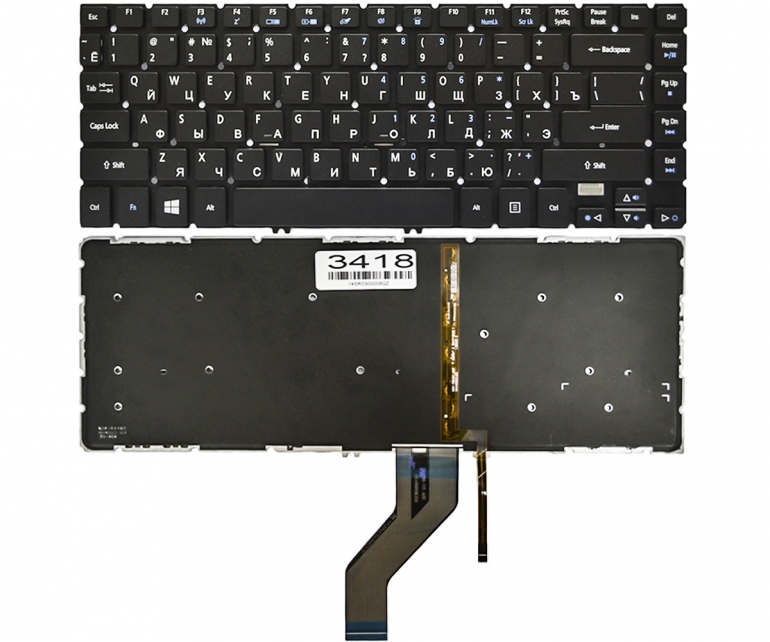 Клавіатура Acer Aspire V5-472 V5-473 V7-481 V7-482 TravelMate P446-M P645-M чорна підсвітка