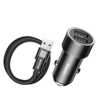Автомобильное зарядное устройство Baseus Small Screw 3.4A Dual-USB Type-C Черный