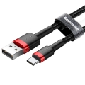 Кабель Baseus Cafule USB 2.0 to Type-C 3A 0.5M Чорний/Червоний