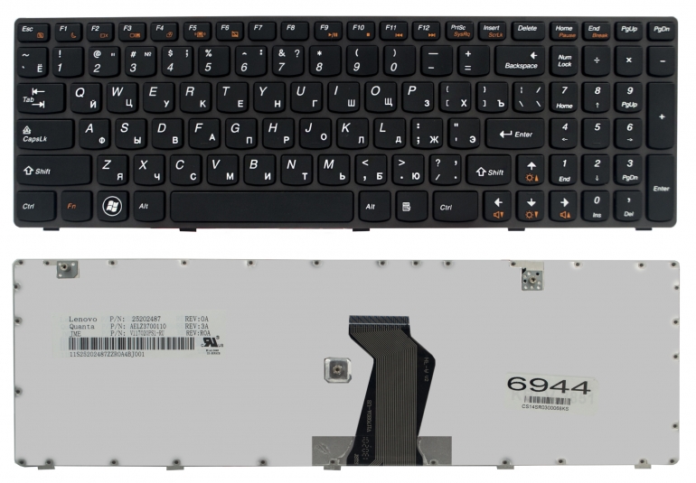 Оригінальна клавіатура Lenovo IdeaPad G580 G585 Z580 Z585 чорна/графітовий