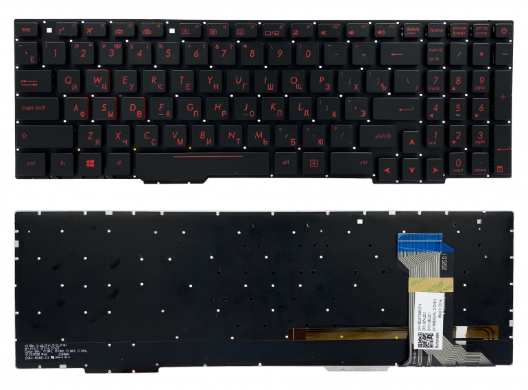 Оригинальная клавиатура Asus ROG GL553VD GL553VE GL753VD FX553VD FX753VD ZX553VD PWR черная без рамки Прямой Enter подсветка RED PWR