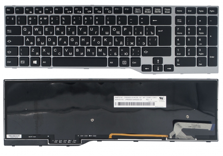 Оригинальная клавиатура Fujitsu Lifebook E753 E754 черная/серая подсветка