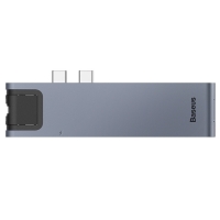 USB Hub Baseus Thunderbolt C+Pro 7-in-one Dual Type-C to USB3.0*2 + HDMI + RJ45 Ethernet + Type-C PD + microSD + SD card Cерый