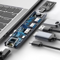 USB Hub Baseus Thunderbolt C+Pro 7-in-one Dual Type-C to USB3.0*2 + HDMI + RJ45 Ethernet + Type-C PD + microSD + SD card Cірий