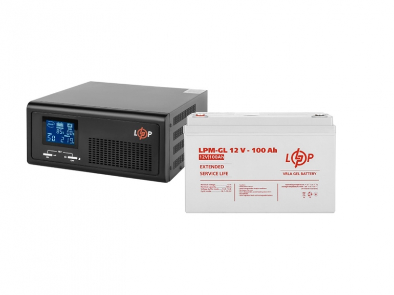 Комплект резервного питания LP ИБП 12V 430VA+ (300Вт) 1-15A с правильной синусоидой + АКБ гелевый 12V-100 Ah