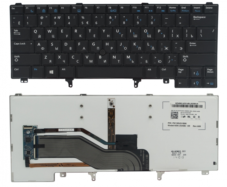 Оригинальная клавиатура Dell Latitude E6440 черная подсветка Fingerpoint