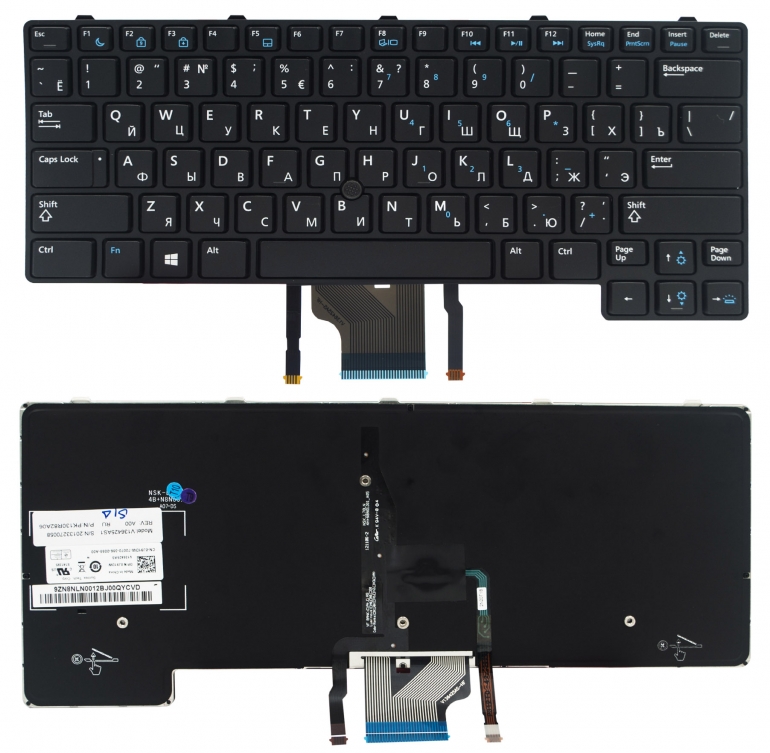Оригинальная клавиатура Dell Latitude E6430u черная подсветка Fingerpoint