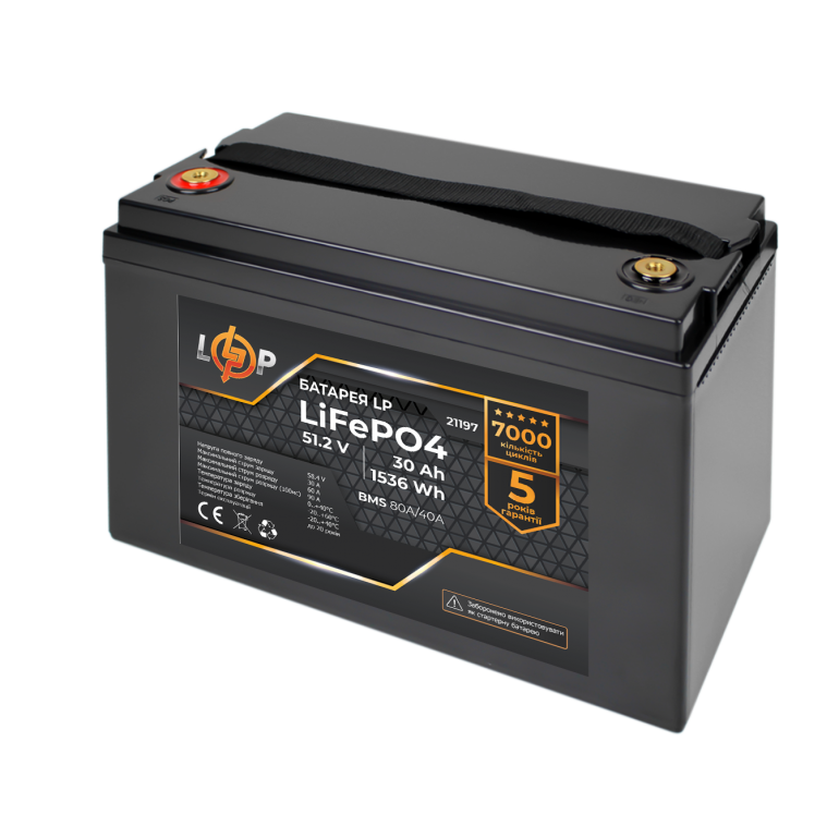 Аккумулятор LogicPower Lifepo4 51,2V - 30 Ah (1536Wh) (BMS 80A/40А) пластик