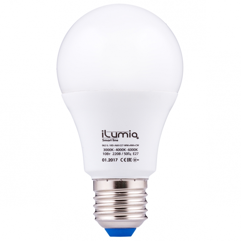 Лампа iLumia IL-10-A60-E27-WW+NW+CW 1000Лм, 10Вт, всеx цветов. температуры