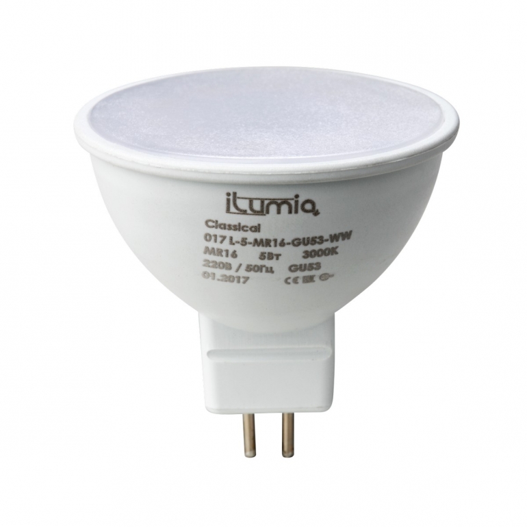 Лампа iLumia L-5-MR16-GU53-WW 500Лм, 5Вт, GU5.3, 3000К