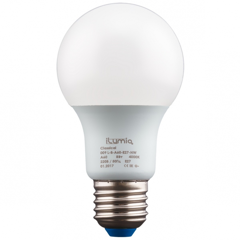 Лампа iLumia L-8-A60-E27-NW 800Лм, 8Вт, 4000К