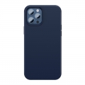 Чехол Baseus Liquid Silica Gel Magnetic + защитное стекло для iPhone 12/12 Pro Синий