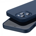Чехол Baseus Liquid Silica Gel Magnetic + защитное стекло для iPhone 12 Pro Max Синий