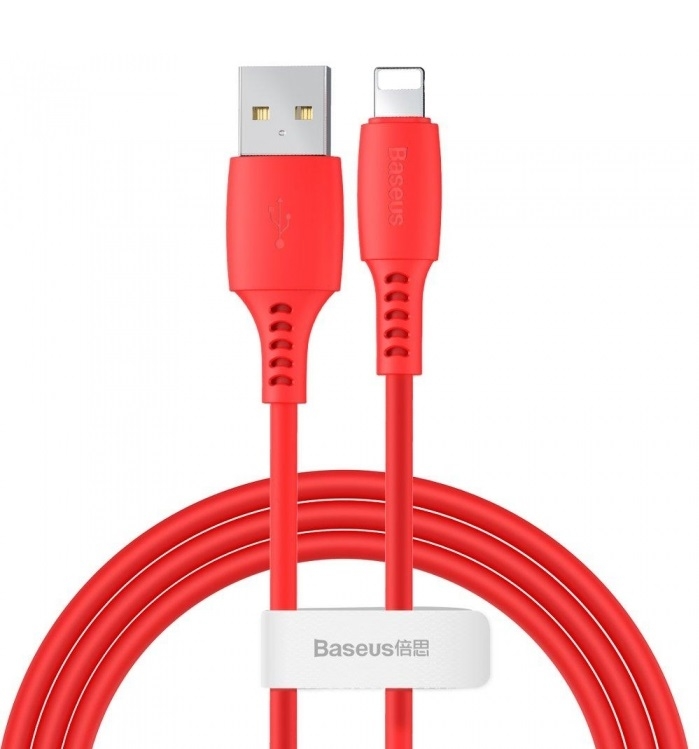 Кабель Baseus Colorful USB 2.0 to Lightning 2.4A 1.2M Красный