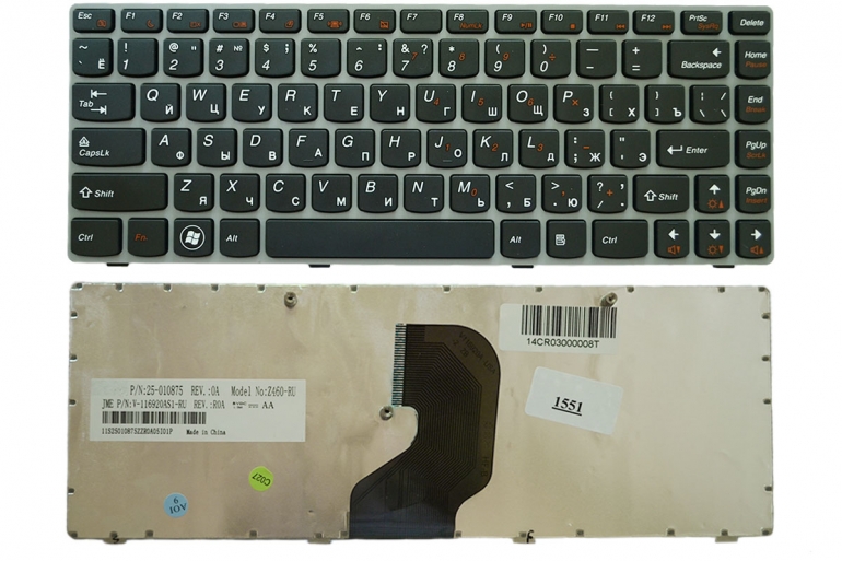 Клавиатура Lenovo Ideapad Z450 Z460 Z460A Z460G черная/серая