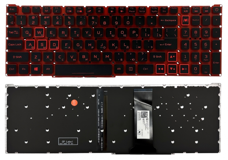 Оригінальна клавіатура Acer Nitro 5 AN515-54 AN517-51 Nitro 7 AN715-51 чорна без рамки підсвітка Прямий Enter PWR