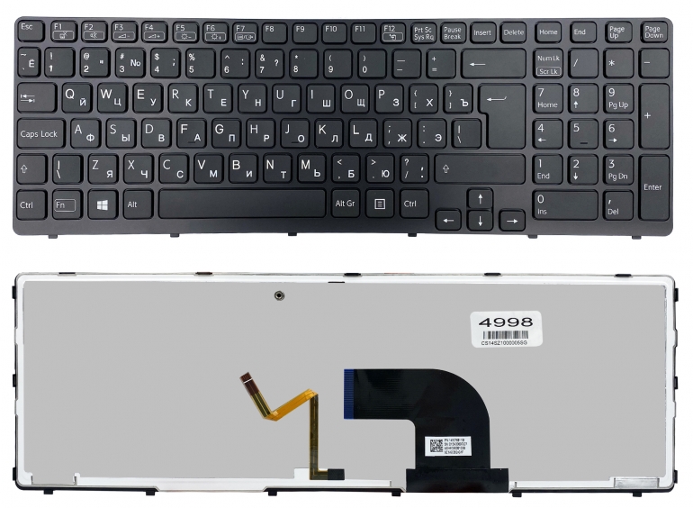 Оригинальная клавиатура Sony SVE15 SVE17 черная Подсветка
