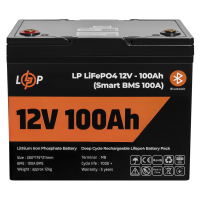 Аккумулятор LogicPower Lifepo4 12V (12,8V) - 100 Ah (1280Wh) (Smart BMS 100А) с Bluetooth пластик для ИБП