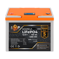 Аккумулятор LP LiFePO4 12М (12,8V) - 100 Ah (1280Wh) (BMS 80A/40А) пластик LCD для ИБП