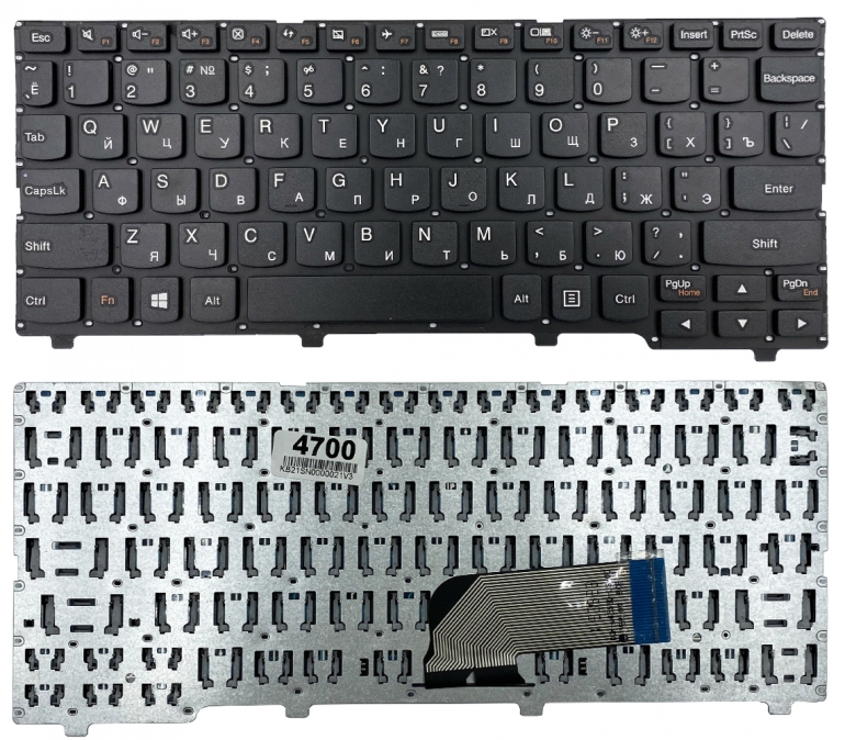 Клавіатура Lenovo IdeaPad 100S-11IBY без рамки Прямий Enter чорна