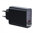 Мережевий зарядний пристрій Baseus Speed PPS Smart Shutdown + Digital Display, 2 порти, USB + Type-C 45W Чорний