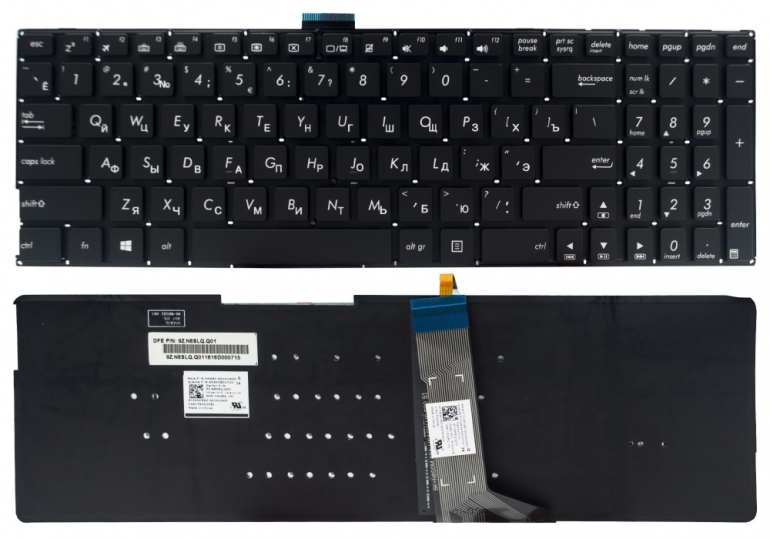 Оригинальная клавиатура Asus A501L A501LB A501LX K501L K501LB K501LX K501UB K501UX R516L R516U черная без рамки Прямой Enter подсветка