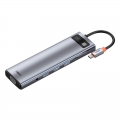USB Hub Baseus Metal Gleam 11-in-1 Multifunctional Type-C to USB3.0*3 + HDMI*2 + RJ45 Ethernet + TF Card + SD Card + Type-C PD + VGA + AUX 3.5mm Cерый