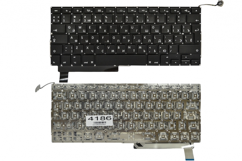 Клавиатура Apple MacBook Pro 13" A1286 черная без рамки Г-образный Enter